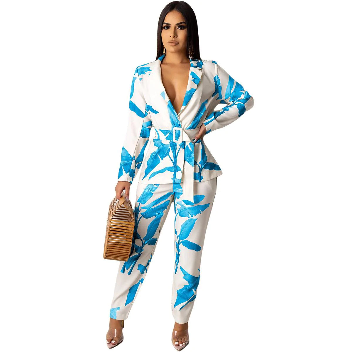 Print jacket+trouser suit Long Sleeve Pant - melvincucci