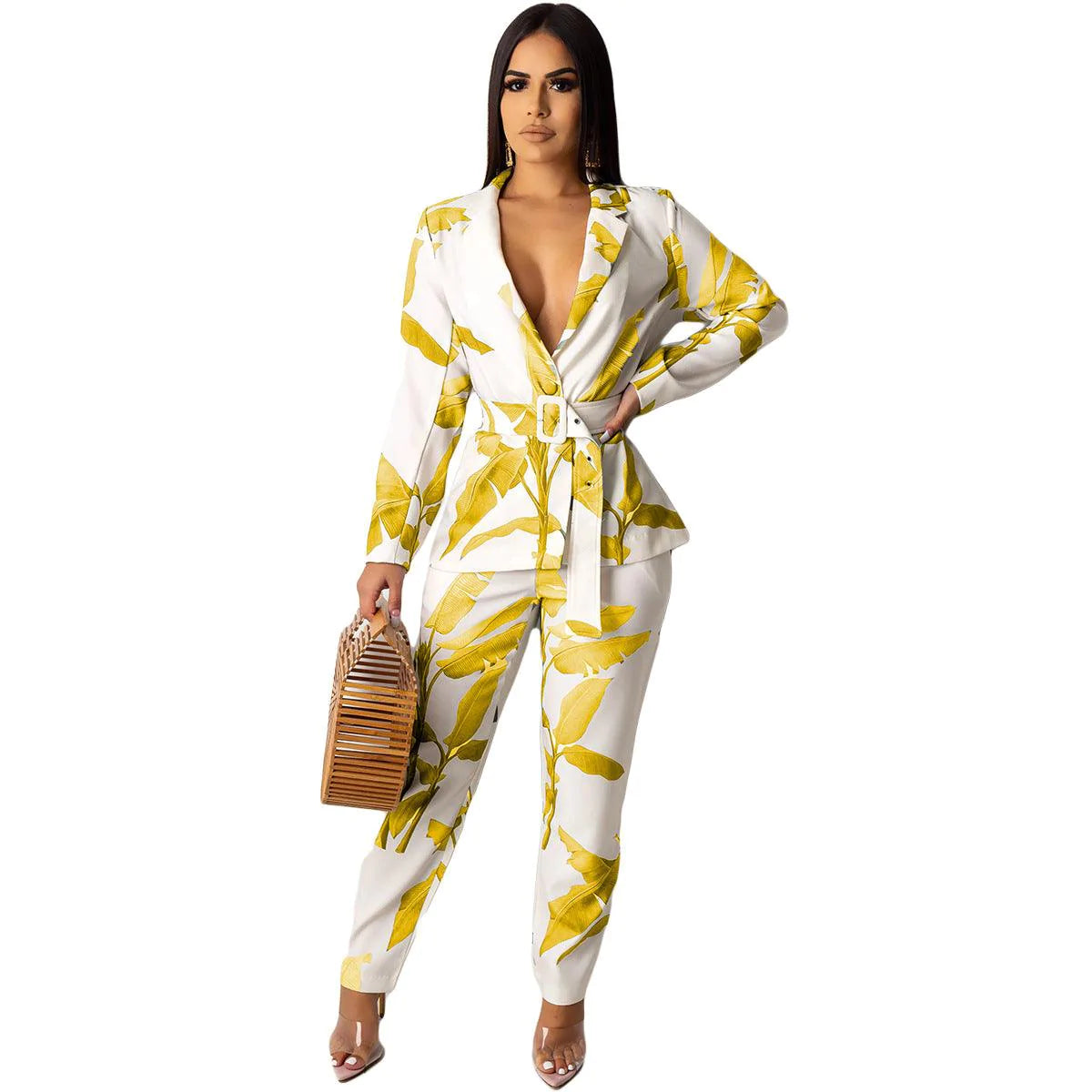 Print jacket+trouser suit Long Sleeve Pant - melvincucci