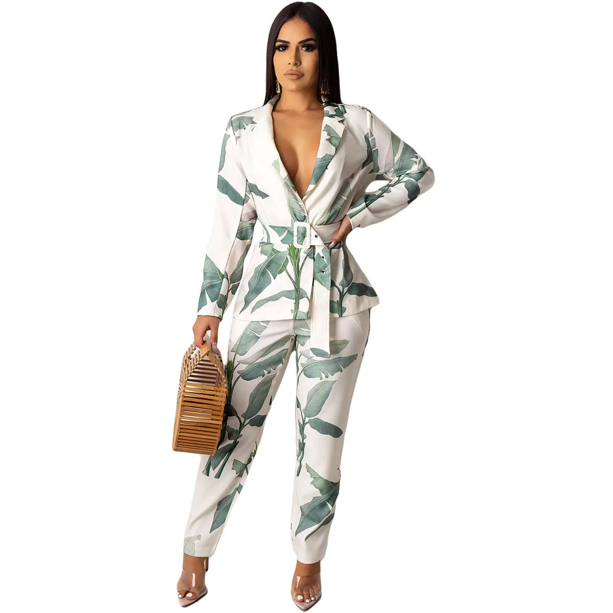 Print jacket+trouser suit Long Sleeve Pant - melvincucci