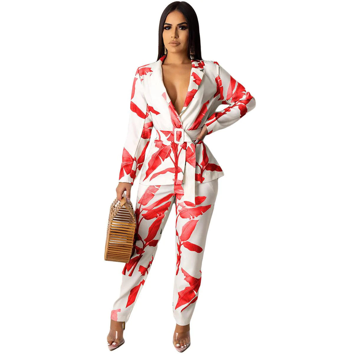 Print jacket+trouser suit Long Sleeve Pant - melvincucci