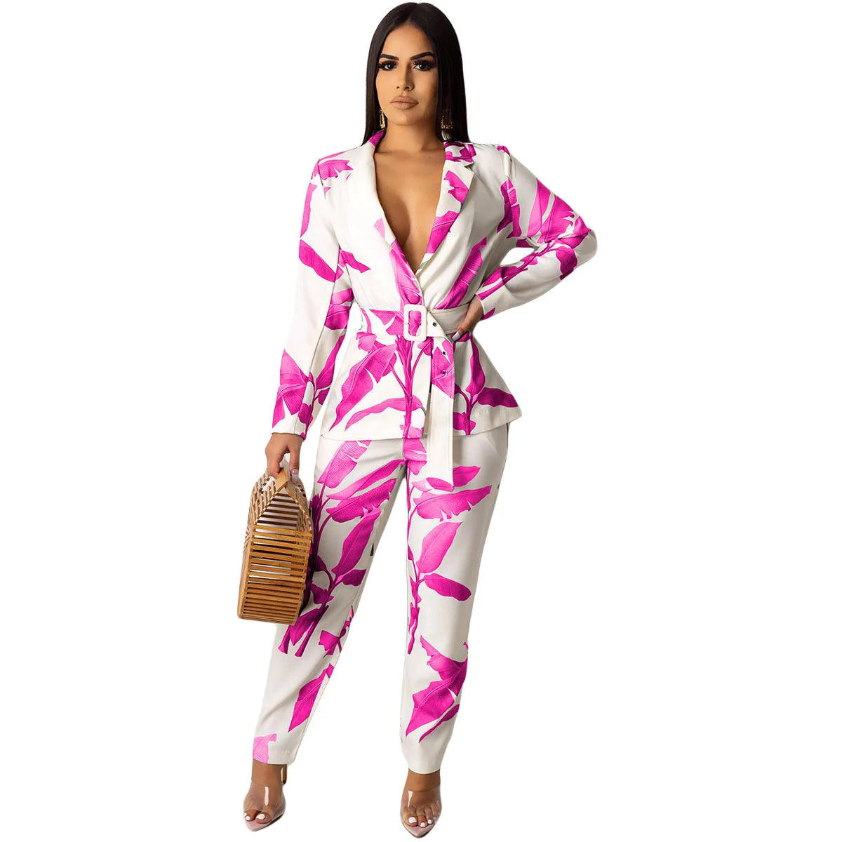 Print jacket+trouser suit Long Sleeve Pant - melvincucci