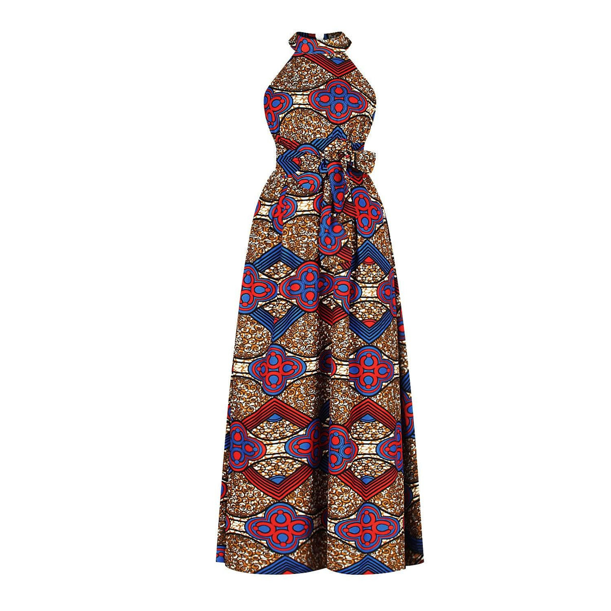 Printed African Fashion Halter Long One-piece Dress - melvincucci