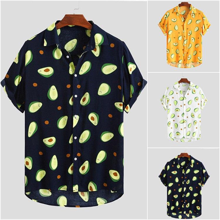 Printed beachwear avocado men's short sleeve - melvincucci