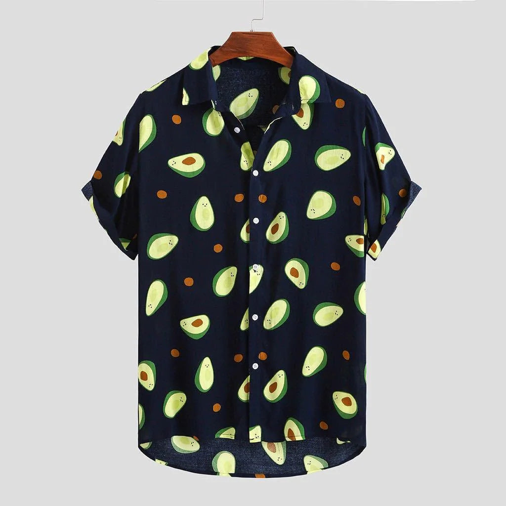 Printed beachwear avocado men's short sleeve - melvincucci