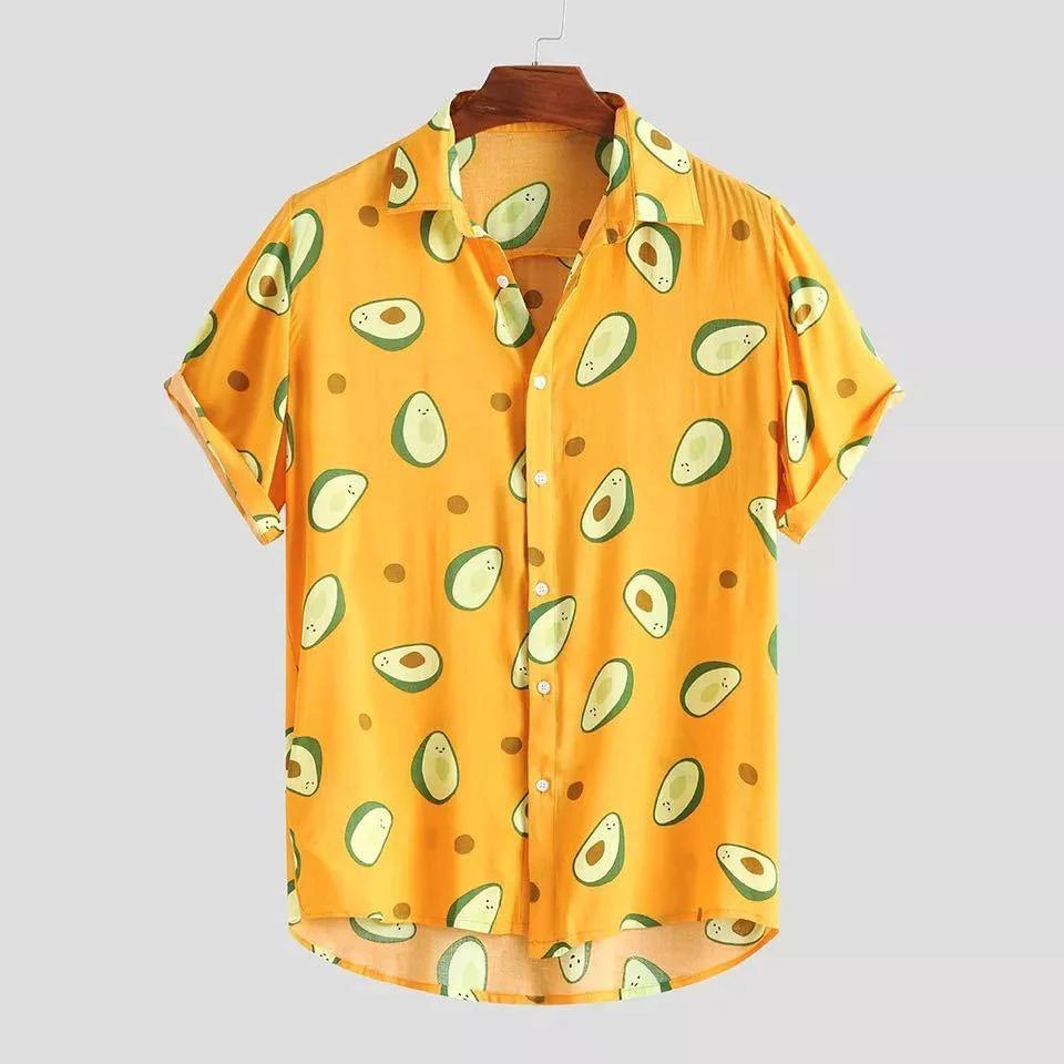 Printed beachwear avocado men's short sleeve - melvincucci