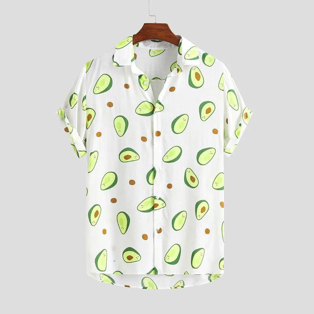 Printed beachwear avocado men's short sleeve - melvincucci
