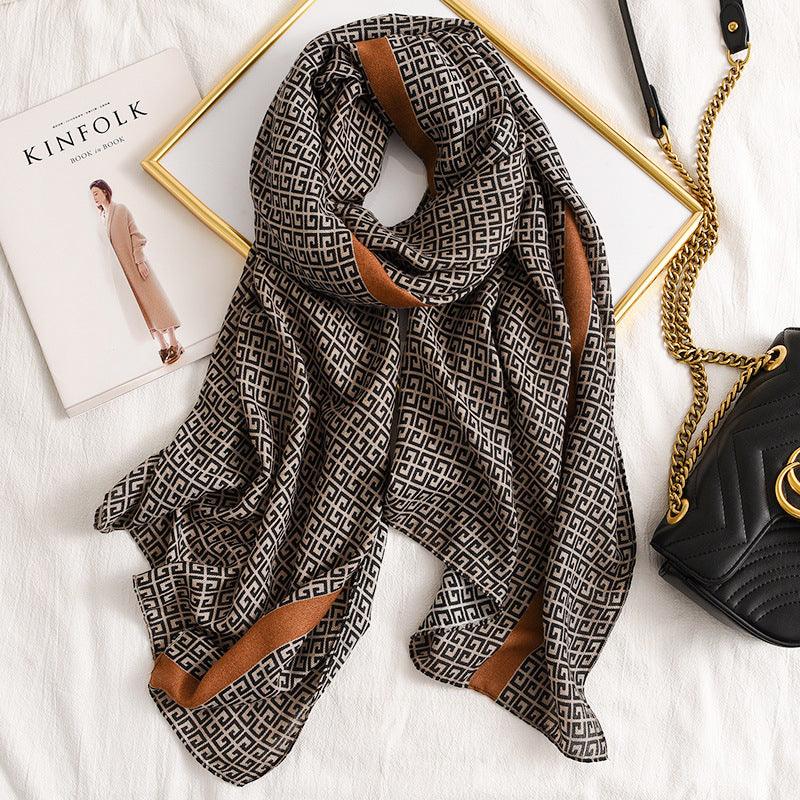 Printed Cotton And Linen Multifunctional Silk Scarf - melvincucci