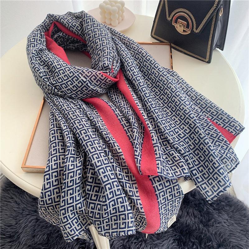 Printed Cotton And Linen Multifunctional Silk Scarf - melvincucci