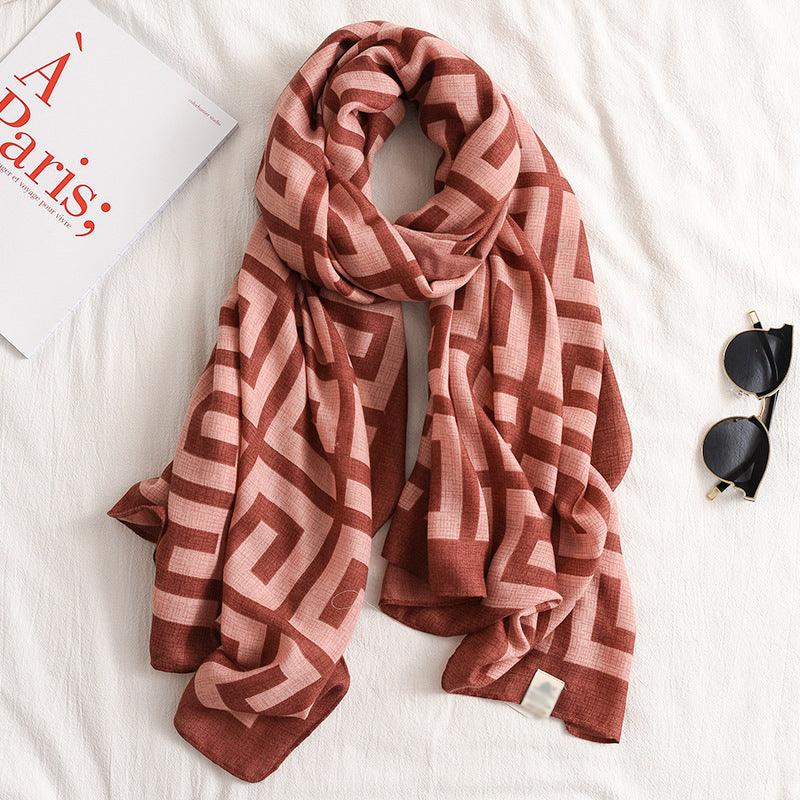Printed Cotton And Linen Multifunctional Silk Scarf - melvincucci