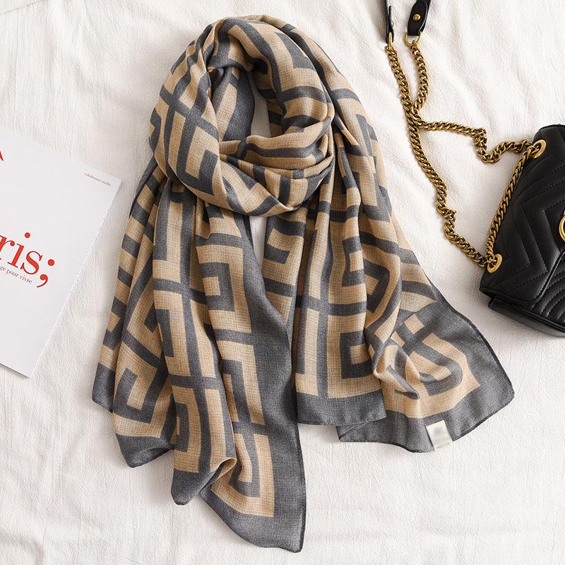 Printed Cotton And Linen Multifunctional Silk Scarf - melvincucci