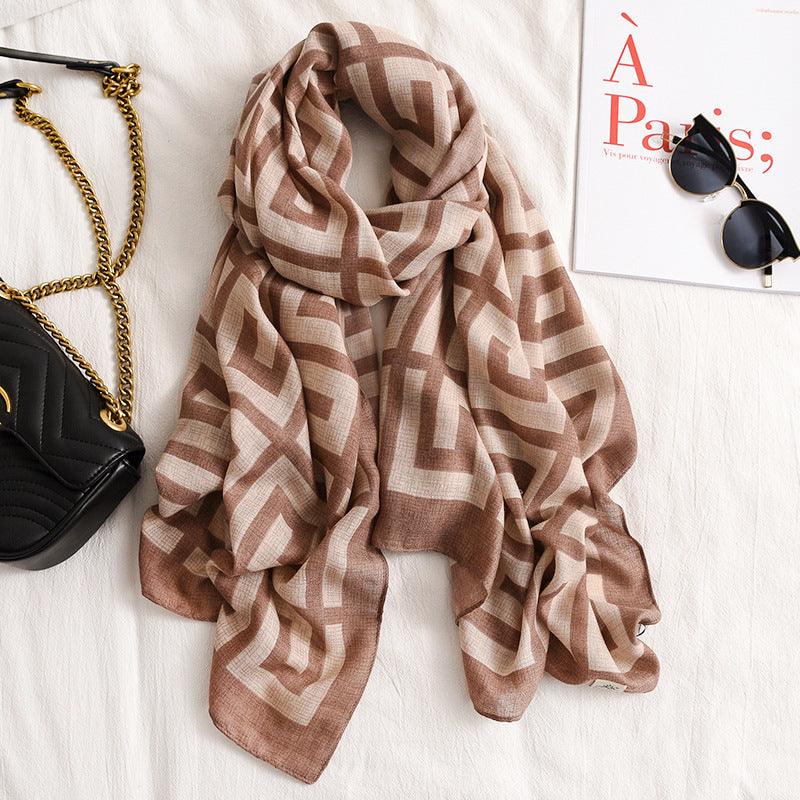 Printed Cotton And Linen Multifunctional Silk Scarf - melvincucci