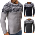 Printed Crew Neck Sweater Slim Pullover Sweater Knitwear - melvincucci