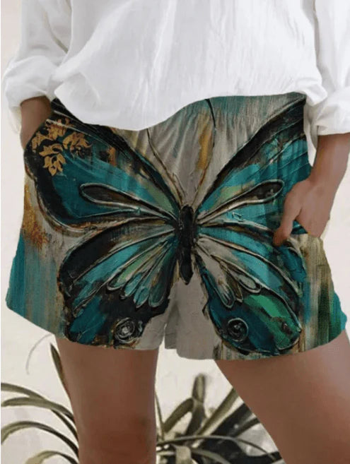 Printed Elastic High Waist Shorts Women - melvincucci