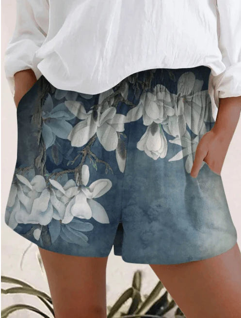 Printed Elastic High Waist Shorts Women - melvincucci