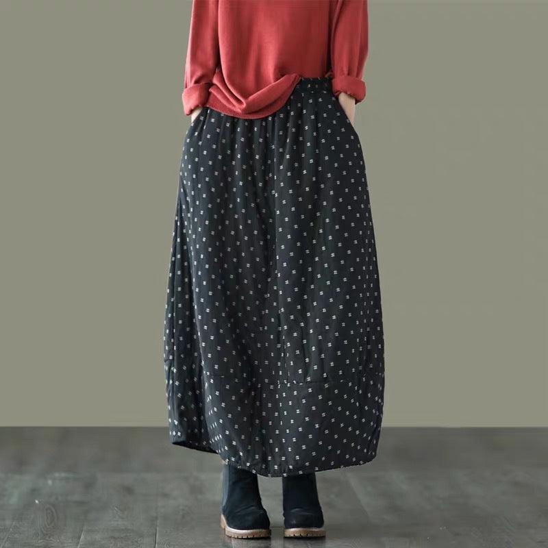 Printed Elastic Waist Plus Size Skirt Women - melvincucci