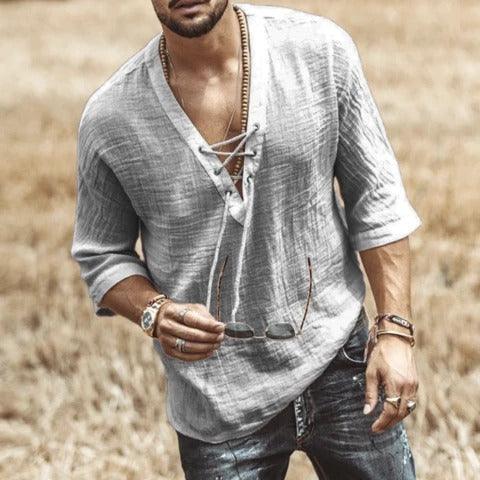 Printed lace mid sleeve T-shirt men - melvincucci