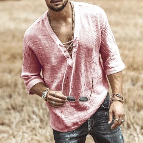 Printed lace mid sleeve T-shirt men - melvincucci