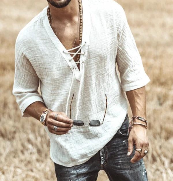 Printed lace mid sleeve T-shirt men - melvincucci