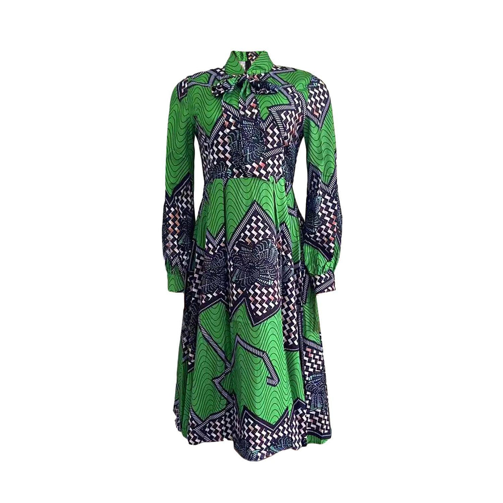 Printed Lace-up African Women's Dress - melvincucci