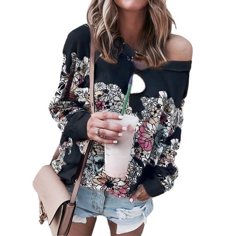 Printed Long Sleeve Sweatshirt Jacket Women - melvincucci