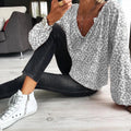 Printed Loose Long-sleeved Shirt Top T-shirt Women - melvincucci