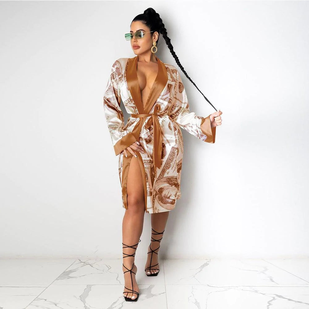 Printed Loose Robe Bathrobe Cardigan Housewear - melvincucci