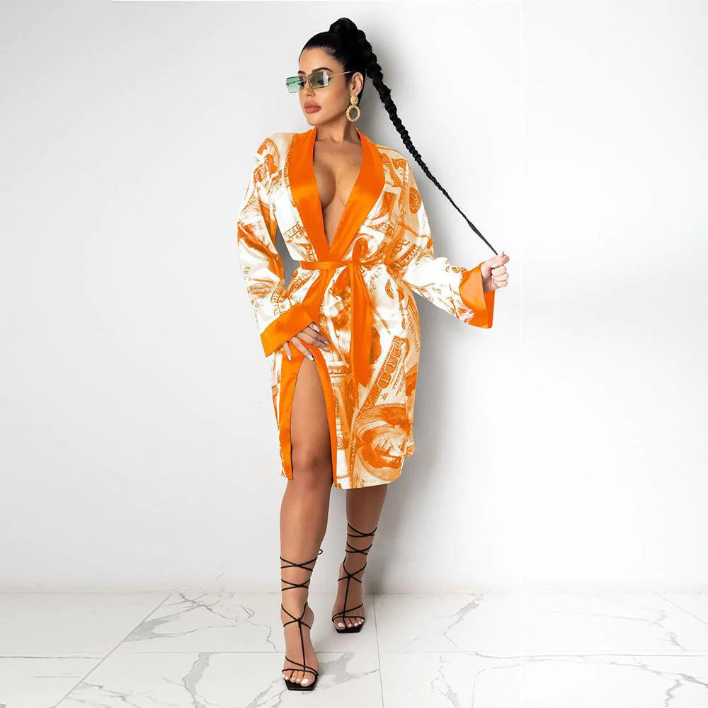 Printed Loose Robe Bathrobe Cardigan Housewear - melvincucci