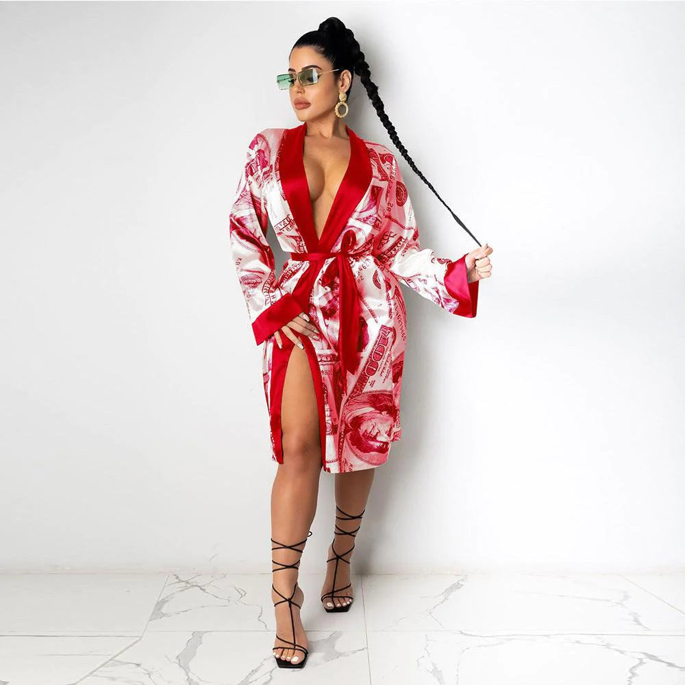 Printed Loose Robe Bathrobe Cardigan Housewear - melvincucci