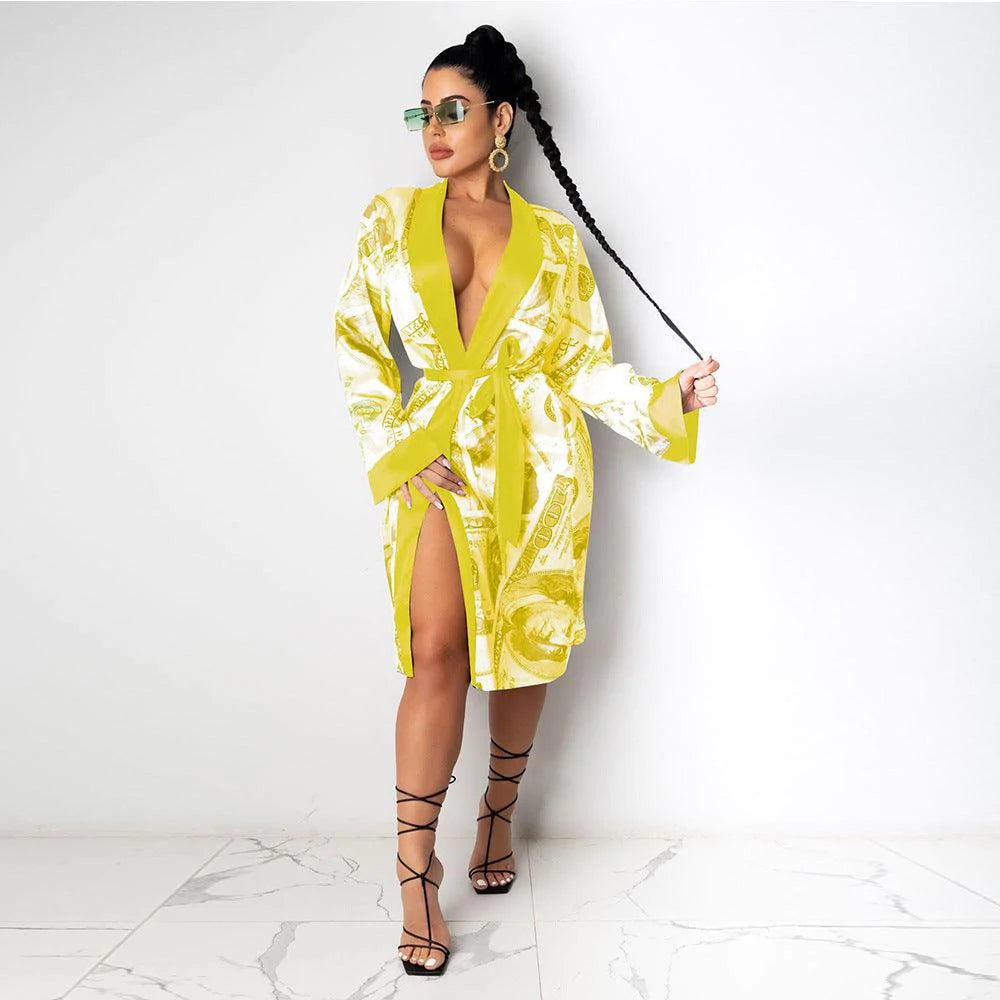 Printed Loose Robe Bathrobe Cardigan Housewear - melvincucci