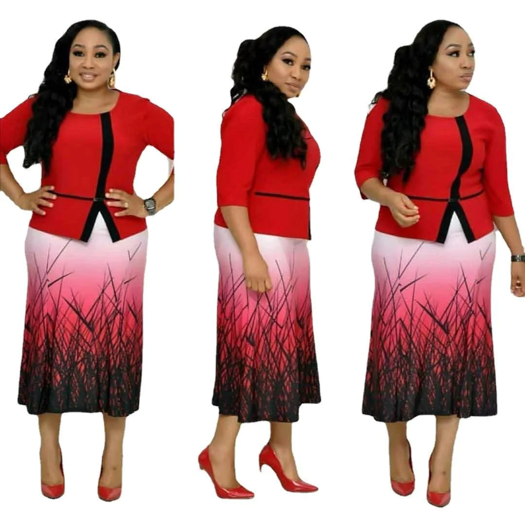 Printed Mid-length Dress African Mother Dress - melvincucci