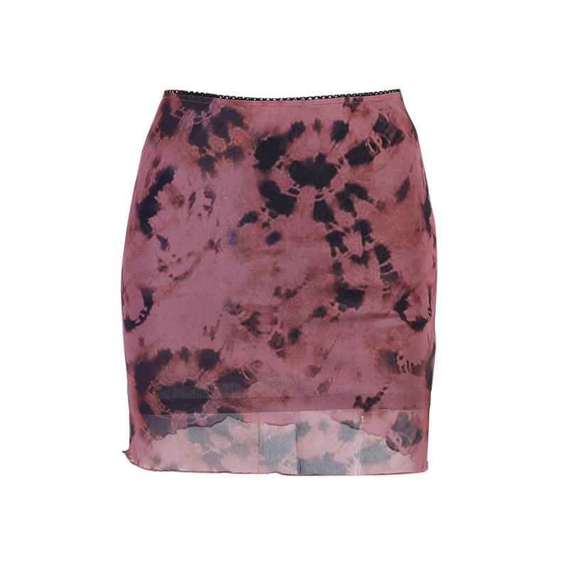 Printed Net Yarn Short Skirt Temperament Sexy Nightclub Skirt Women - melvincucci