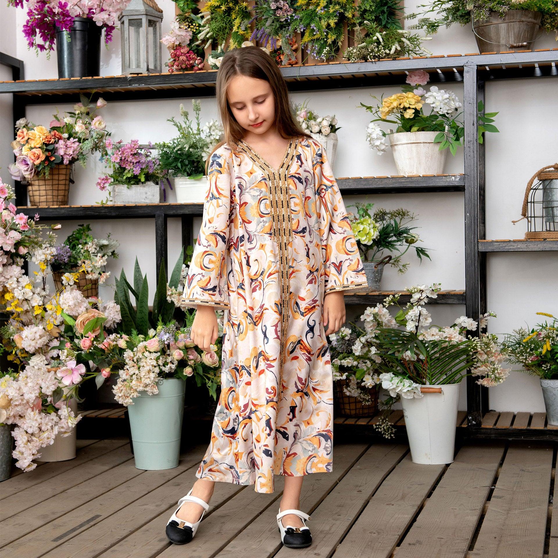 Printed Robe Muslim Mother And Daughter Abaya European Beauty Big Boy - melvincucci