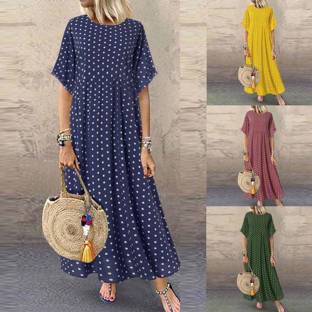 Printed round neck dress - melvincucci