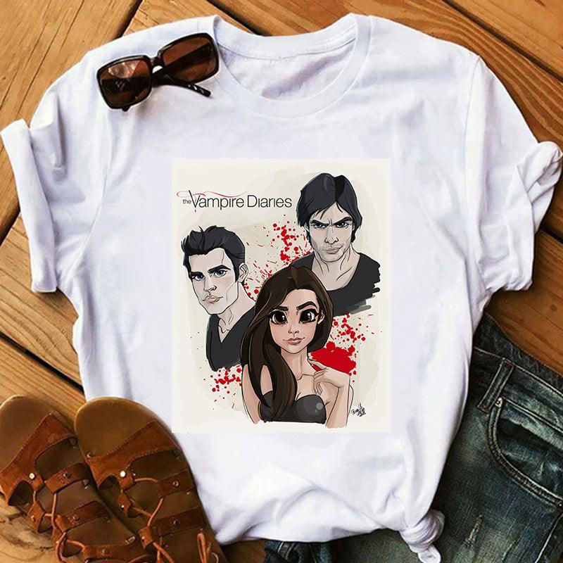 Printed Short sleeved T shirt Women s Bottoming Shirt - melvincucci