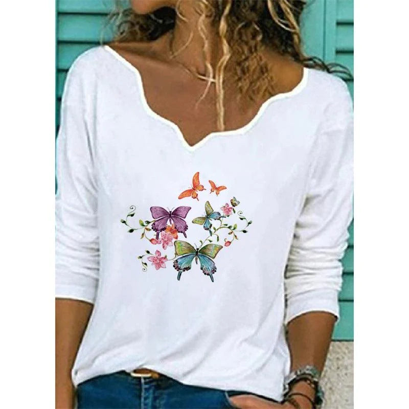 Printed T-shirt Women Fashion Casual Top - melvincucci