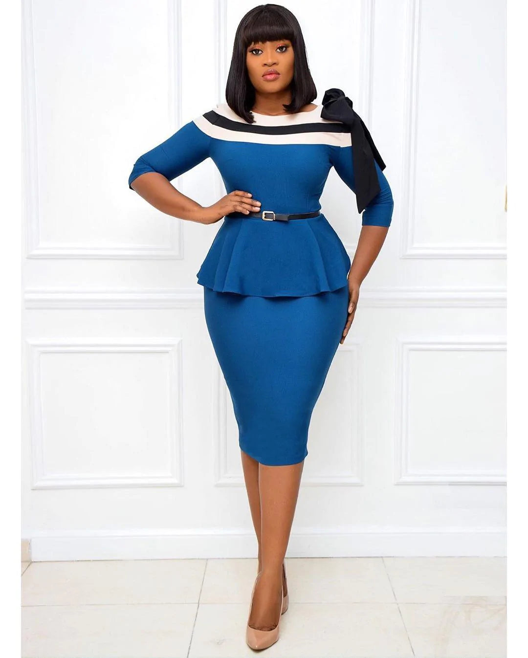 Professional Tight African Dress With Matching Flounces - melvincucci