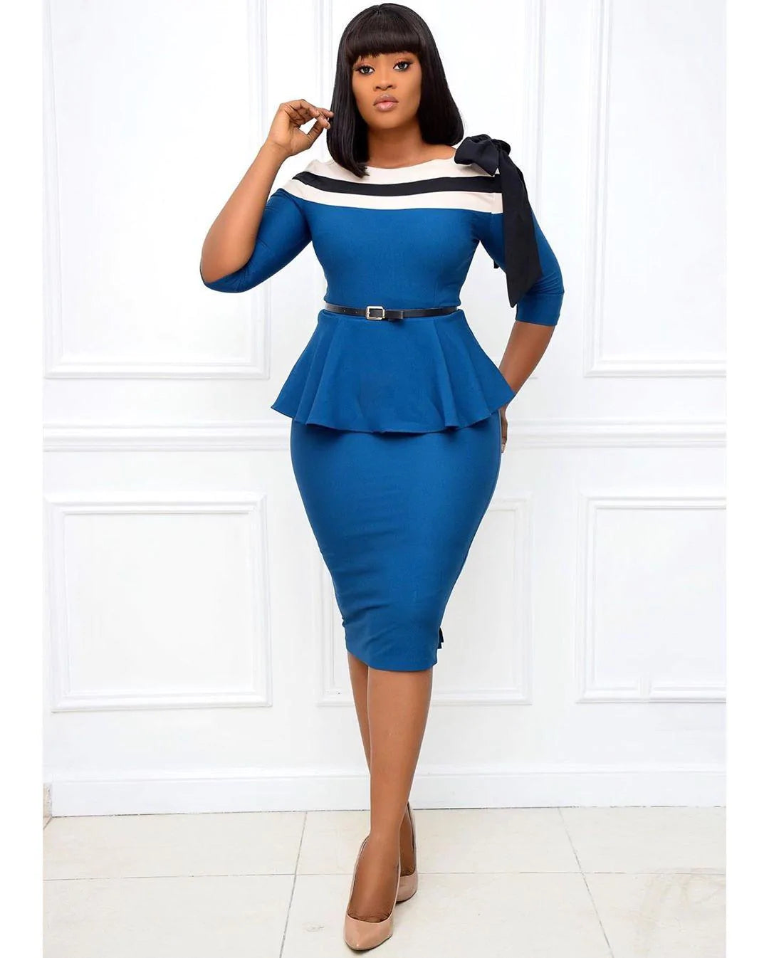 Professional Tight African Dress With Matching Flounces - melvincucci