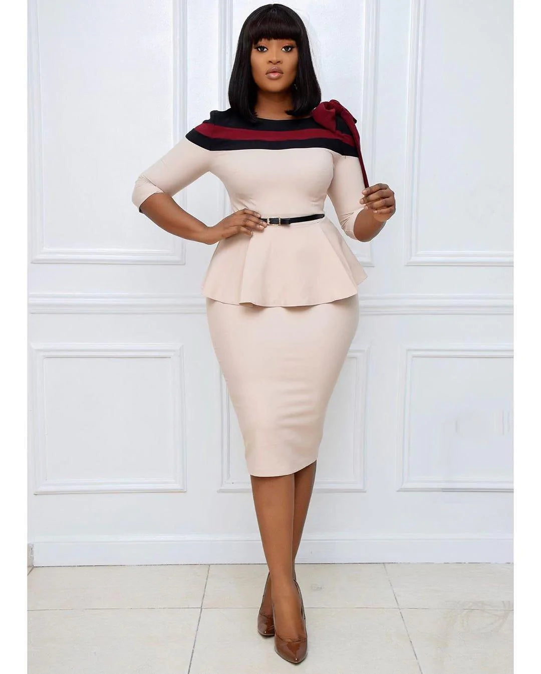 Professional Tight African Dress With Matching Flounces - melvincucci