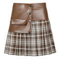 Pu Leather Stitching Short Skirt All Match Skirt Women - melvincucci