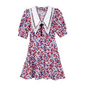 Puff sleeve chiffon floral skirt women - melvincucci