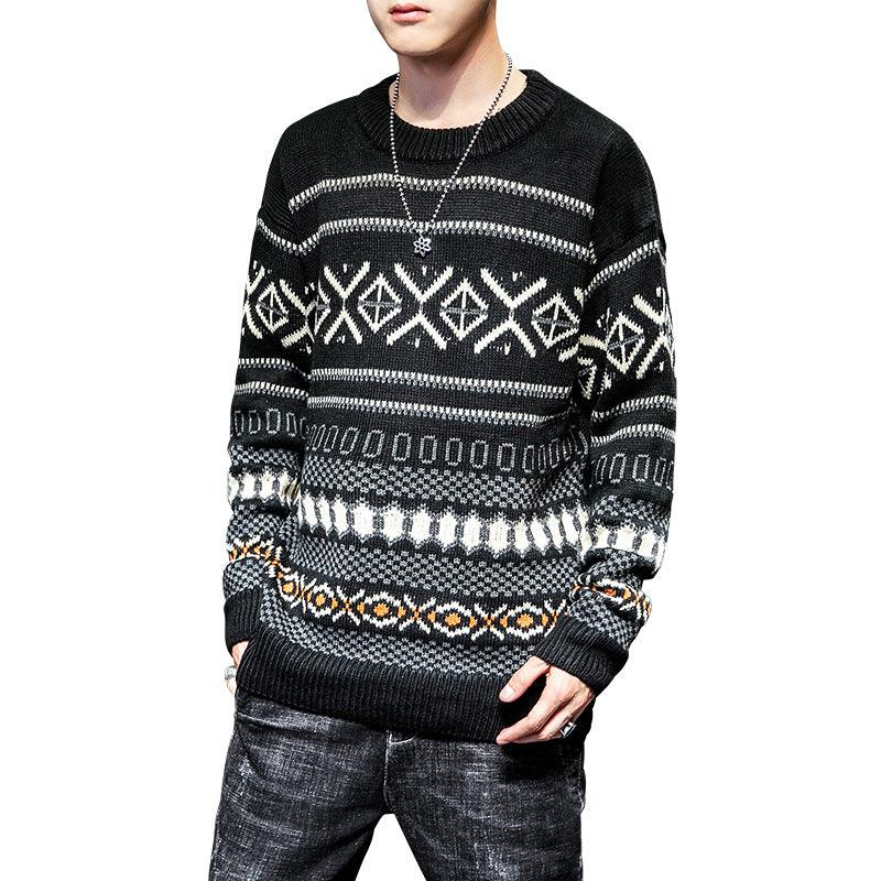 Pullover long sleeve round neck casual men's sweater - melvincucci