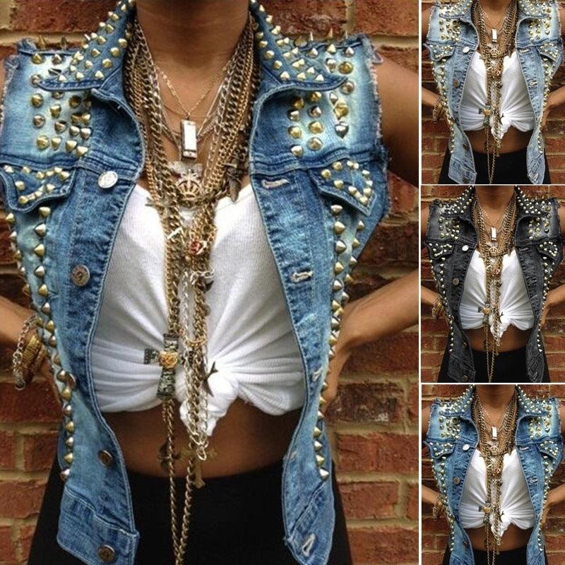 Punk Style Denim Vest Women - melvincucci