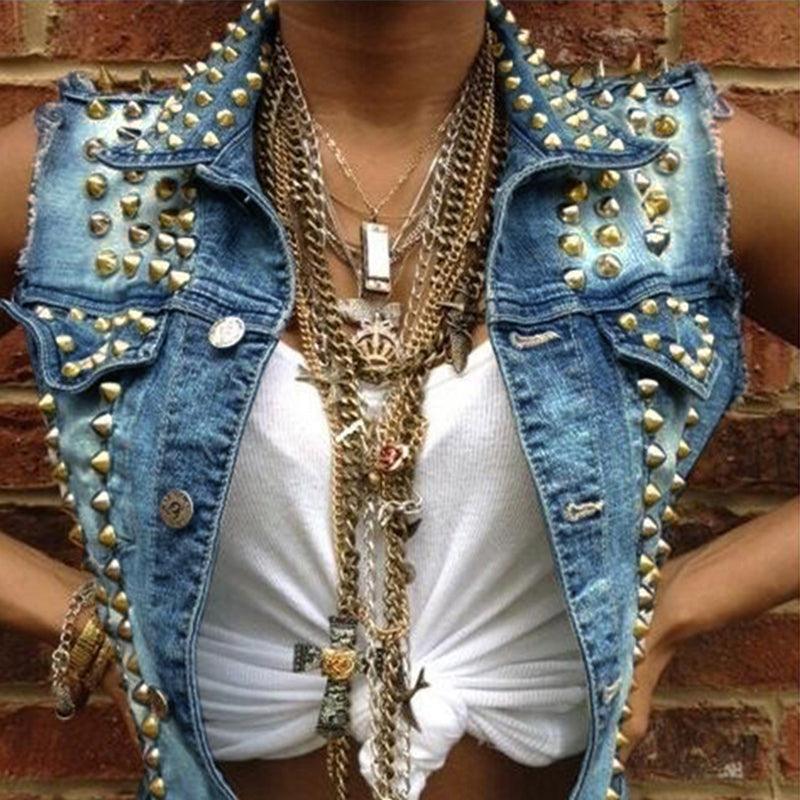 Punk Style Denim Vest Women - melvincucci