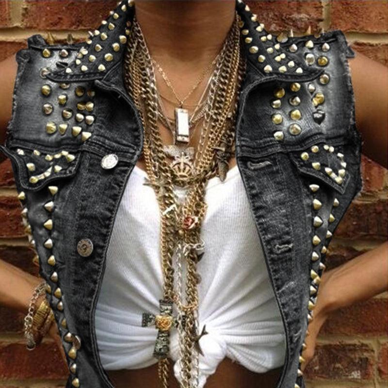 Punk Style Denim Vest Women - melvincucci