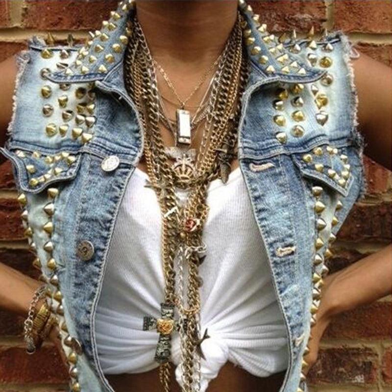 Punk Style Denim Vest Women - melvincucci
