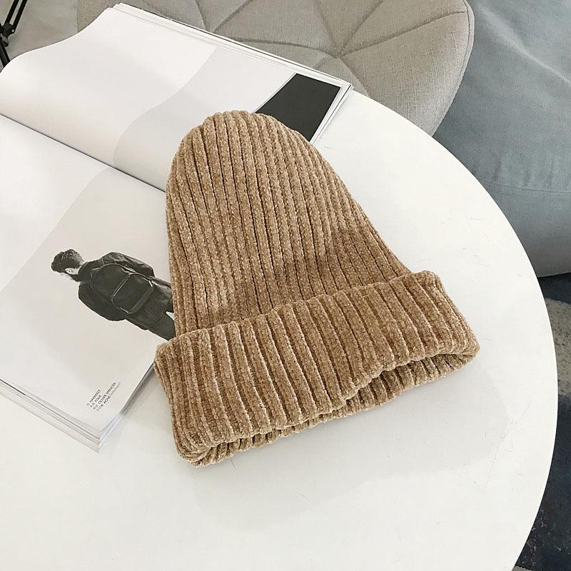 Pure Color Chenille Knitted Hat Women Woolen Hat - melvincucci