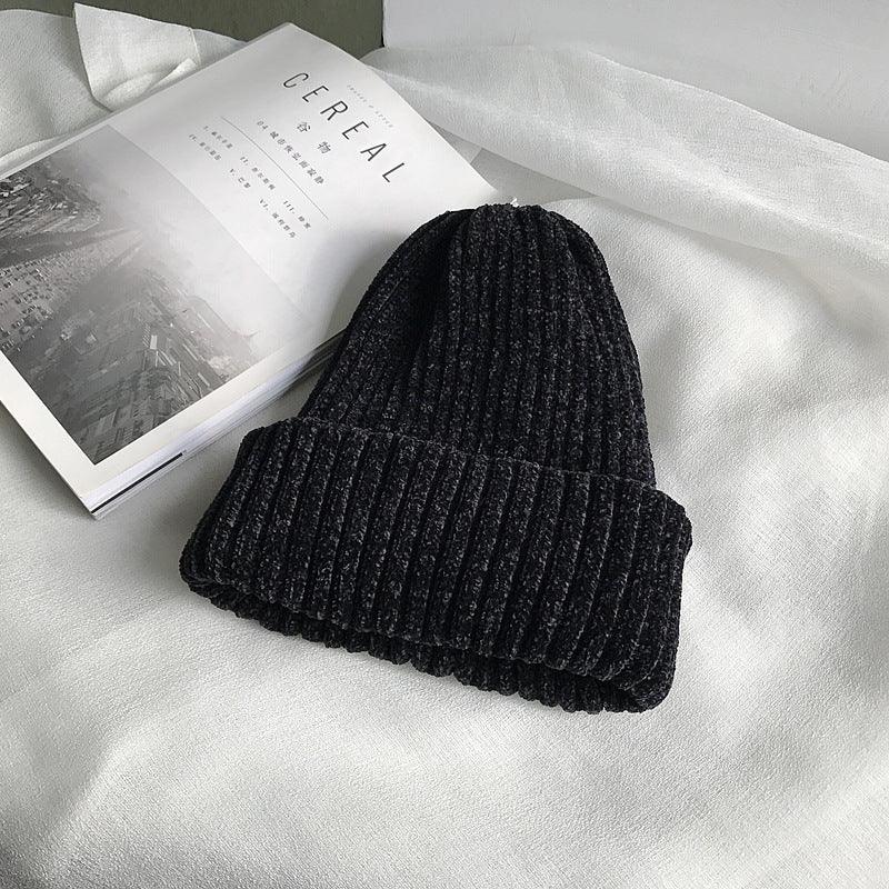 Pure Color Chenille Knitted Hat Women Woolen Hat - melvincucci
