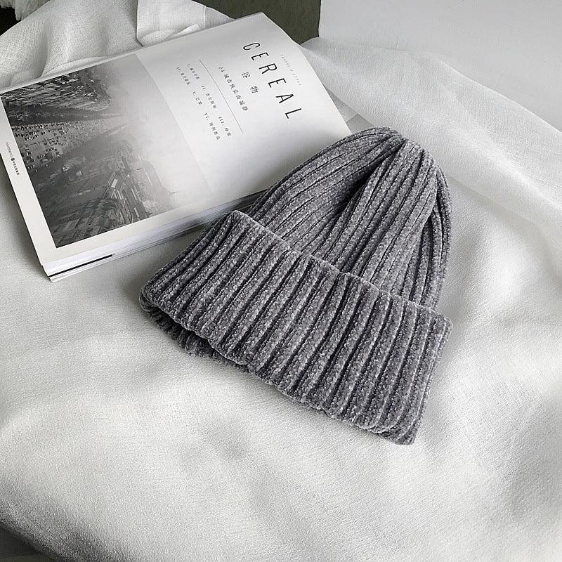 Pure Color Chenille Knitted Hat Women Woolen Hat - melvincucci