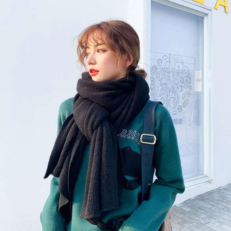 Pure Color Knitted Wool Scarf Women Autumn And Winter - melvincucci