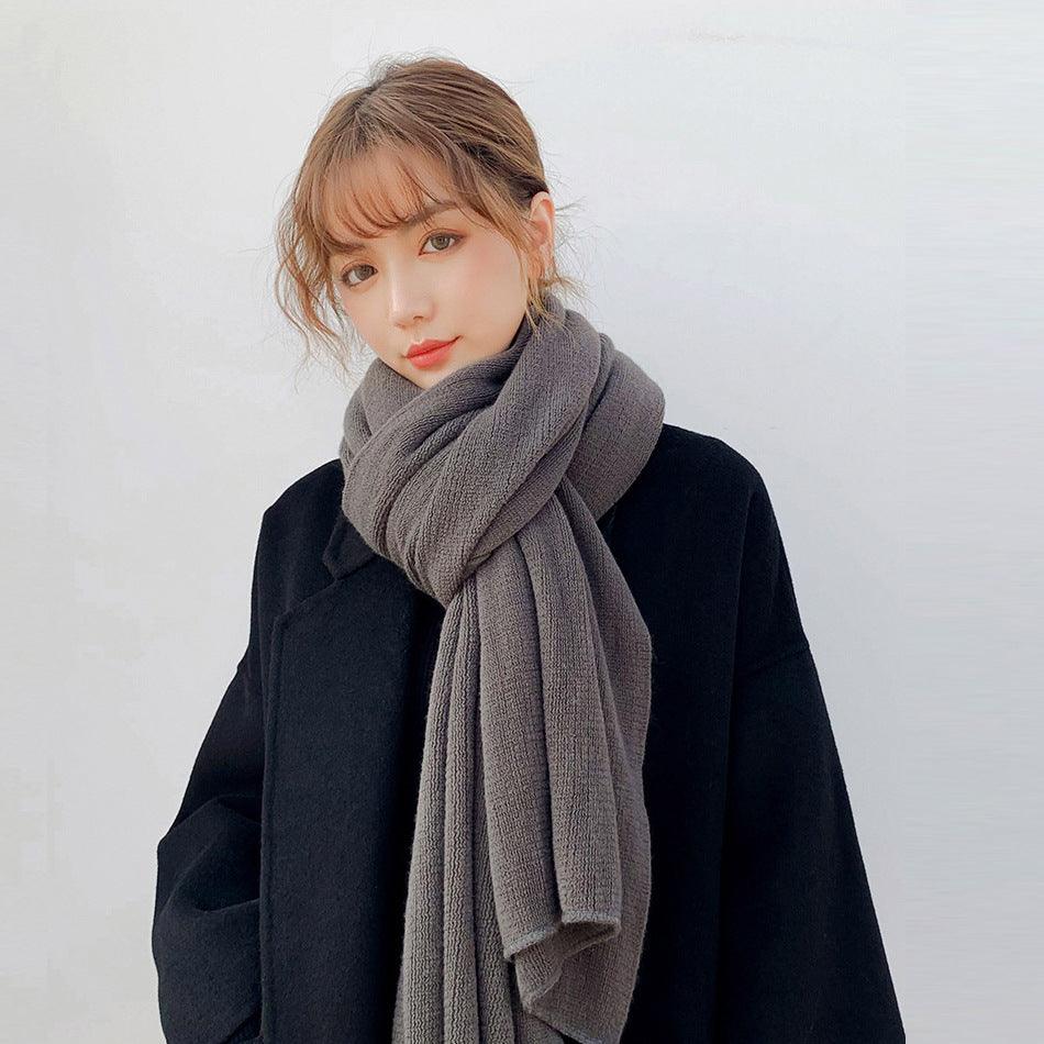 Pure Color Knitted Wool Scarf Women Autumn And Winter - melvincucci